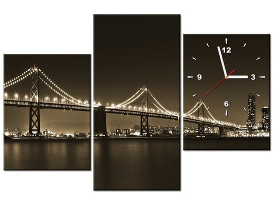 Obraz z zegarem, Most nocą - Tanel Teemusk, 3 elementów, 90x60 cm Oobrazy