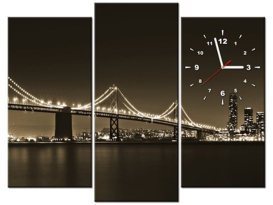 Obraz z zegarem, Most nocą - Tanel Teemusk, 3 elementy, 90x70 cm Oobrazy