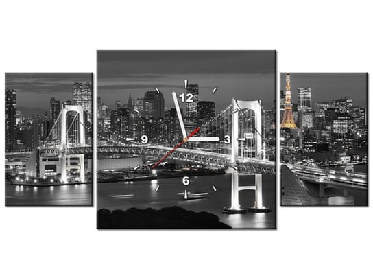 Obraz z zegarem, Most Tęczowy w Tokio, 3 elementy, 80x40 cm Oobrazy