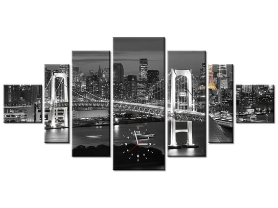 Obraz z zegarem, Most Tęczowy w Tokio, 7 elementów, 200x100 cm Oobrazy