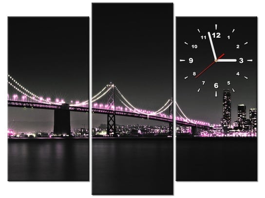 Obraz z zegarem, Most w San Francisco - Tanel Teemusk, 3 elementy, 90x70 cm Oobrazy