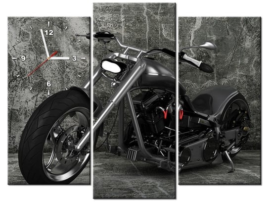 Obraz z zegarem, Motocykl, 3 elementy, 90x70 cm Oobrazy
