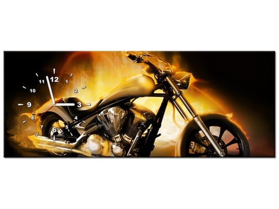 Obraz z zegarem, Motocykl w ogniu, 1 element, 100x40 cm Oobrazy