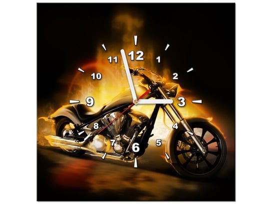 Obraz z zegarem, Motocykl w ogniu, 1 element, 40x40 cm Oobrazy