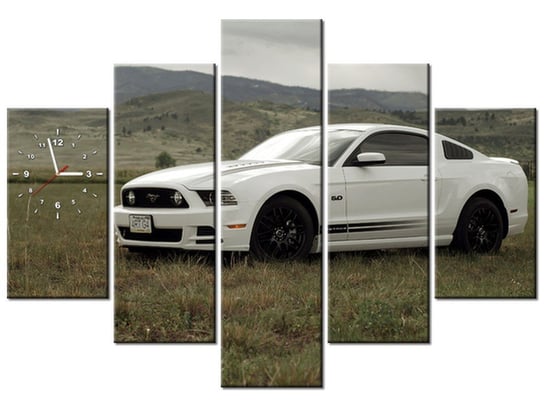 Obraz z zegarem, Mustang GT V8 - Brett Levin, 5 elementów, 150x105 cm Oobrazy