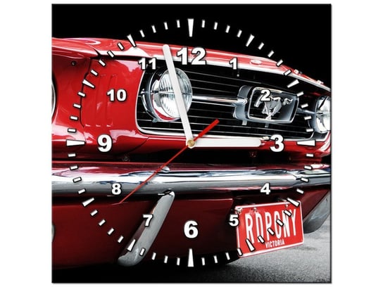 Obraz z zegarem, Mustang - Y, 30x30 cm, czerwony Oobrazy