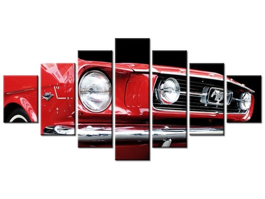 Obraz z zegarem, Mustang - Y, 7 elementów, 210x100 cm, czerwony Oobrazy