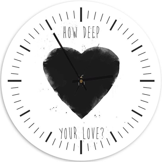 Obraz z zegarem, Napis i serce - Zegar okrągły - 60x60 Feeby