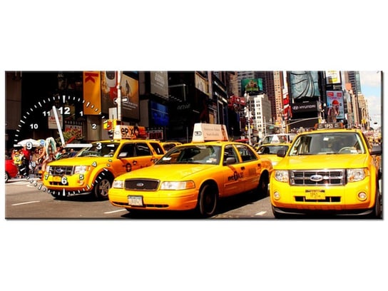 Obraz z zegarem, New York Taxi - Prayitno, 1 element, 100x40 cm Oobrazy