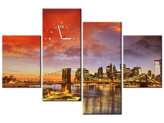 Obraz z zegarem, Nowojorski krajobraz, 4 elementy, 120x80 cm Oobrazy