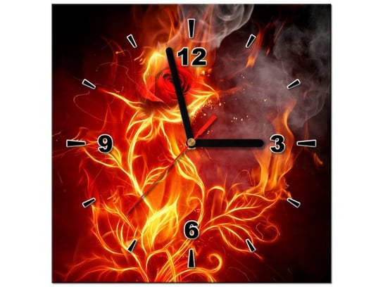 Obraz z zegarem, Ognista róża, 1 element, 30x30 cm Oobrazy
