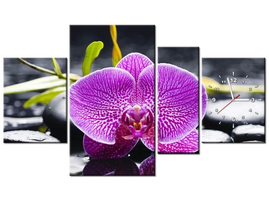 Obraz z zegarem, Orchidea, 4 elementy, 120x70 cm Oobrazy