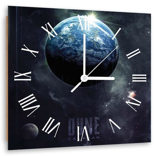 Obraz z zegarem, Planeta w odcieniu błękitu - Zegar kwadratowy - 80x80 Feeby