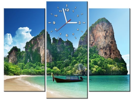 Obraz z zegarem, Plaża w Tajlandii, 3 elementy, 90x70 cm Oobrazy