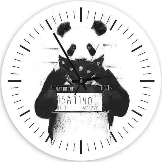 Obraz z zegarem, Podejrzana Panda - Zegar okrągły - 80x80 Feeby