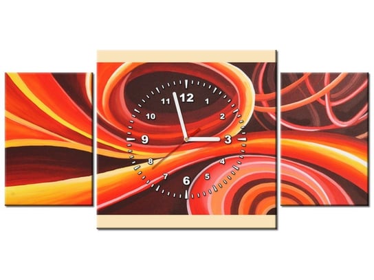 Obraz z zegarem, Pomarańczowy wir, 3 elementy, 80x40 cm Oobrazy