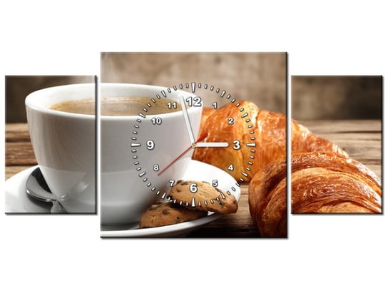 Obraz z zegarem, Przerwa na kawę, 3 elementy, 80x40 cm Oobrazy