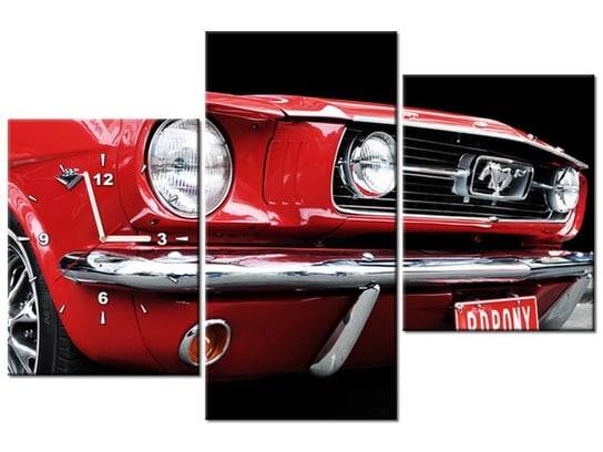Obraz z zegarem, Red Mustang - Y, 3 elementy, 90x60 cm Oobrazy