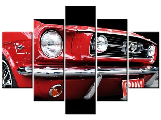 Obraz z zegarem, Red Mustang - Y, 5 elementów, 150x105 cm Oobrazy