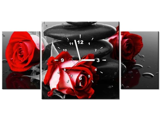 Obraz z zegarem, Roses and spa, 3 elementy, 80x40 cm Oobrazy