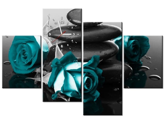 Obraz z zegarem, Roses and spa, 4 elementy, 120x80 cm Oobrazy