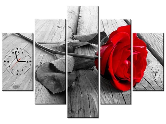 Obraz z zegarem, Róża, 5 elementów, 150x105 cm Oobrazy