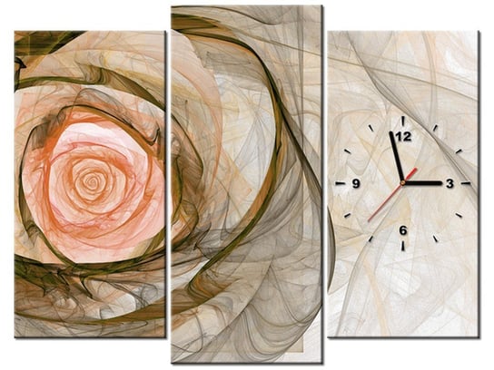 Obraz z zegarem, Róża fraktalowa, 3 elementy, 90x70 cm Oobrazy