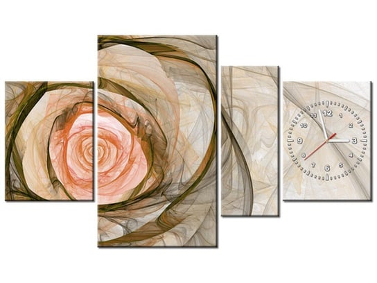 Obraz z zegarem, Róża fraktalowa, 4 elementy, 120x70 cm Oobrazy