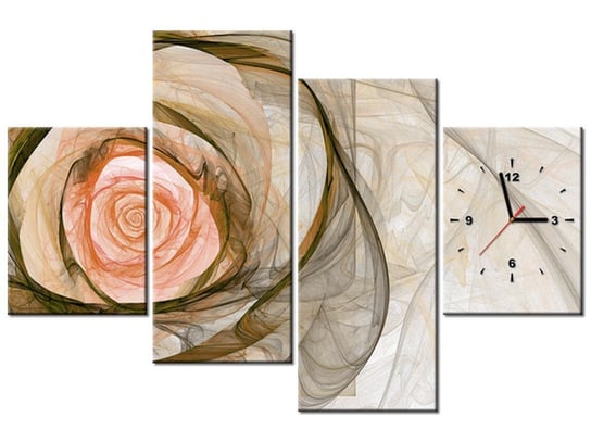 Obraz z zegarem, Róża fraktalowa, 4 elementy, 120x80 cm Oobrazy
