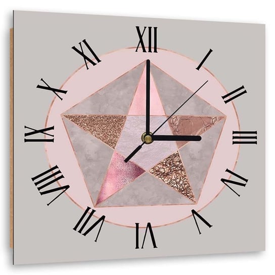 Obraz z zegarem, Różowa gwiazda - Zegar kwadratowy - 40x40 Feeby