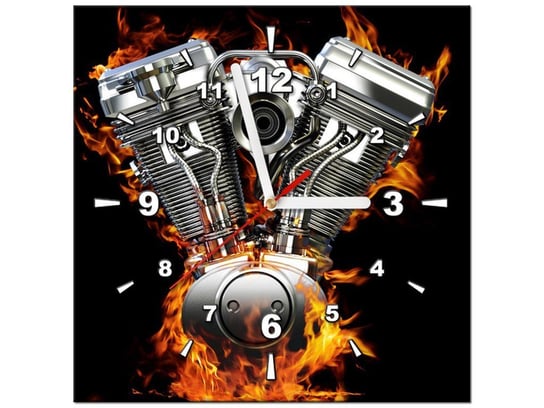 Obraz z zegarem, Silnik motocykla, 30x30 cm Oobrazy