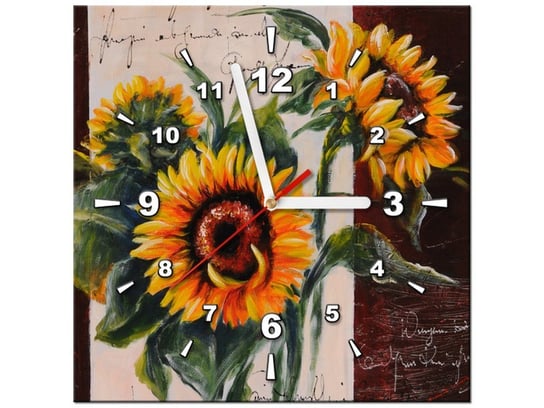 Obraz z zegarem, Słoneczniki inaczej, 30x30 cm Oobrazy