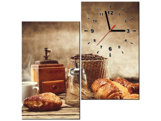 Obraz z zegarem, Smakowite śniadanie, 2 elementy, 60x60 cm Oobrazy