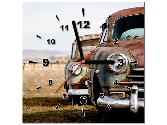 Obraz z zegarem, Stare samochody, 30x30 cm Oobrazy