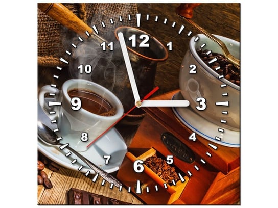 Obraz z zegarem, Świat kawosza, 30x30 cm Oobrazy