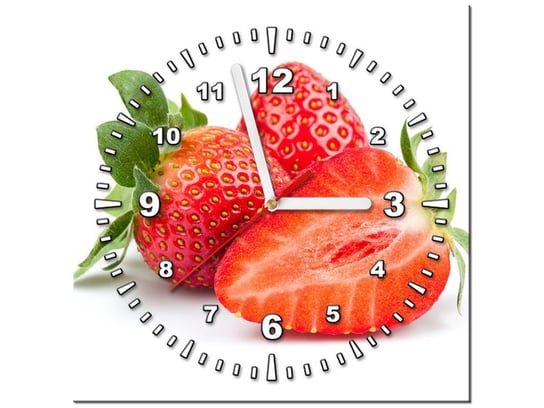 Obraz z zegarem, Świeże truskawki, 30x30 cm Oobrazy