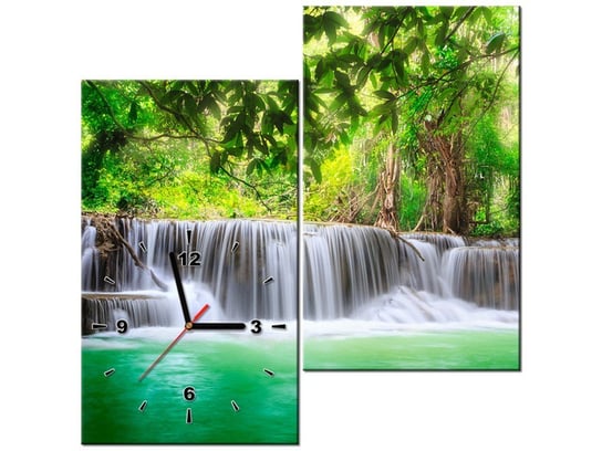 Obraz z zegarem, Tajlandia wodospad w Kanjanaburi, 2 elementy, 60x60 cm Oobrazy
