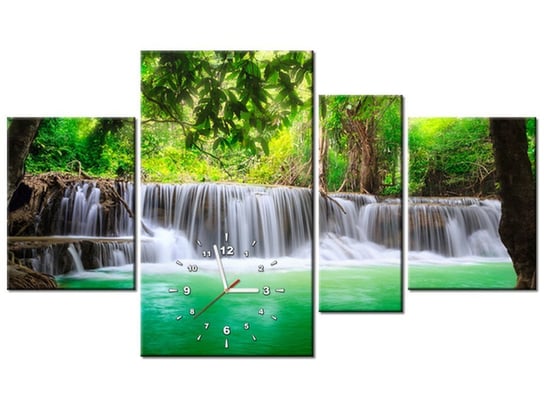 Obraz z zegarem, Tajlandia - wodospad w Kanjanaburi, 4 elementy, 120x70 cm Oobrazy