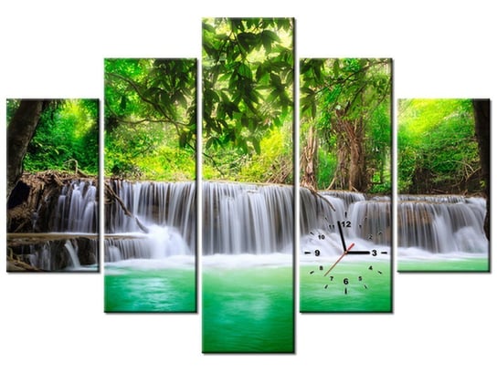 Obraz z zegarem, Tajlandia - wodospad w Kanjanaburi, 5 elementów, 150x105 cm Oobrazy