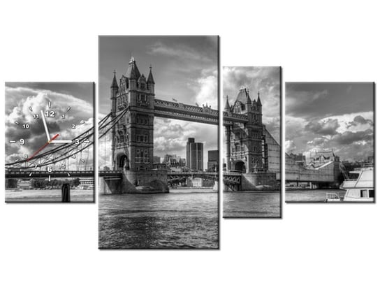 Obraz z zegarem, Tower Bridge, 4 elementy, 120x70 cm Oobrazy