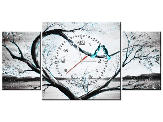 Obraz z zegarem, W turkusowym świetle księżyca, 3 elementy, 80x40 cm Oobrazy