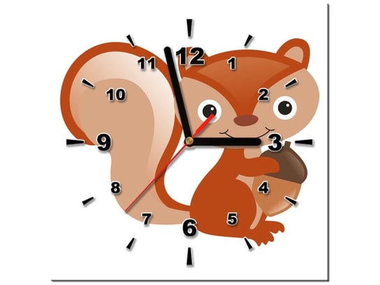 Obraz z zegarem, Wiewiórka, 30x30 cm Oobrazy