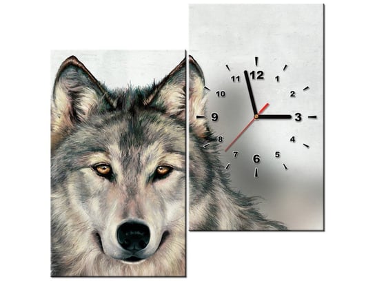 Obraz z zegarem, Wilk, 2 elementy, 60x60 cm Oobrazy