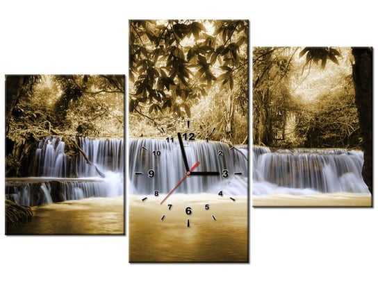 Obraz z zegarem, Wodospad, 3 elementy, 90x60 cm Oobrazy