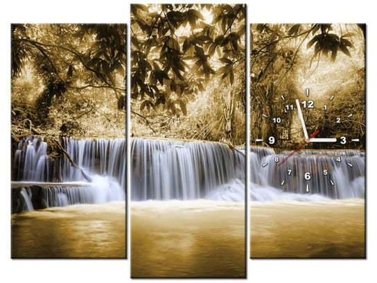 Obraz z zegarem, Wodospad, 3 elementy, 90x70 cm Oobrazy