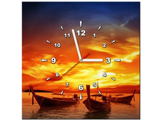 Obraz z zegarem, Zachód słońca nad Tajlandią, 40x40 cm Oobrazy