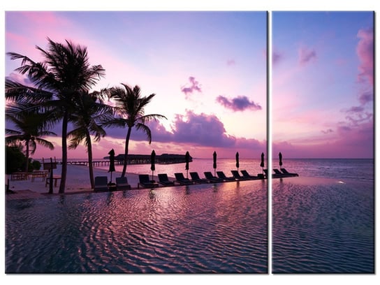 Obraz Zachód słońca na plaży na Malediwach, 2 elementy, 70x50 cm Oobrazy