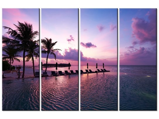 Obraz Zachód słońca na plaży na Malediwach, 4 elementy, 120x80 cm Oobrazy