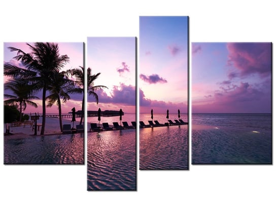 Obraz Zachód słońca na plaży na Malediwach, 4 elementy, 130x85 cm Oobrazy