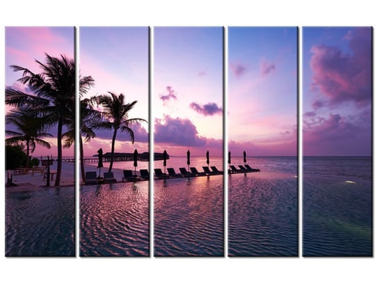 Obraz Zachód słońca na plaży na Malediwach, 5 elementów, 100x63 cm Oobrazy